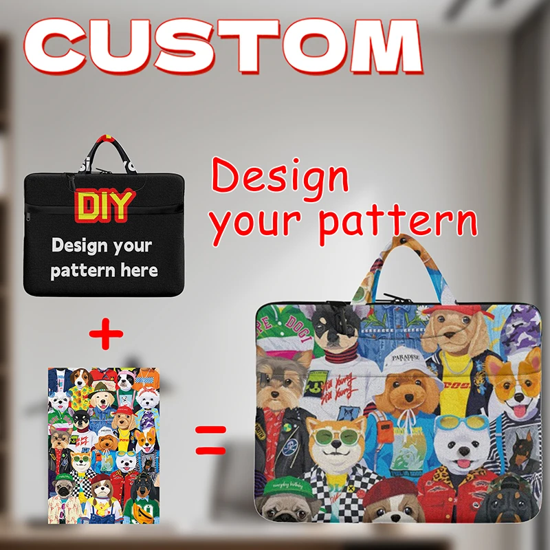 

Personalized Photos Laptop Handbags With Handle, Customized Lightweight High Quality Commuting Briefcase With Zipper Closure