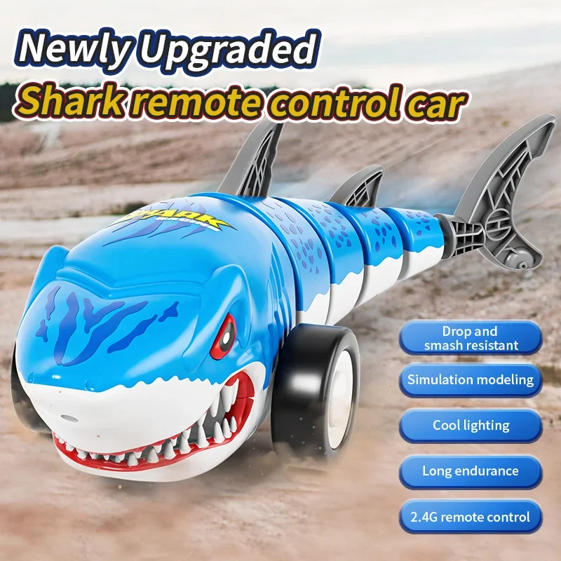 Rc Shark سيارة 2.4G سيارات التحكم عن بعد 360 درجة الدورية سوينغ الذيل الأطفال راديو التحكم المركبات ألعاب حيوانات كهربائية