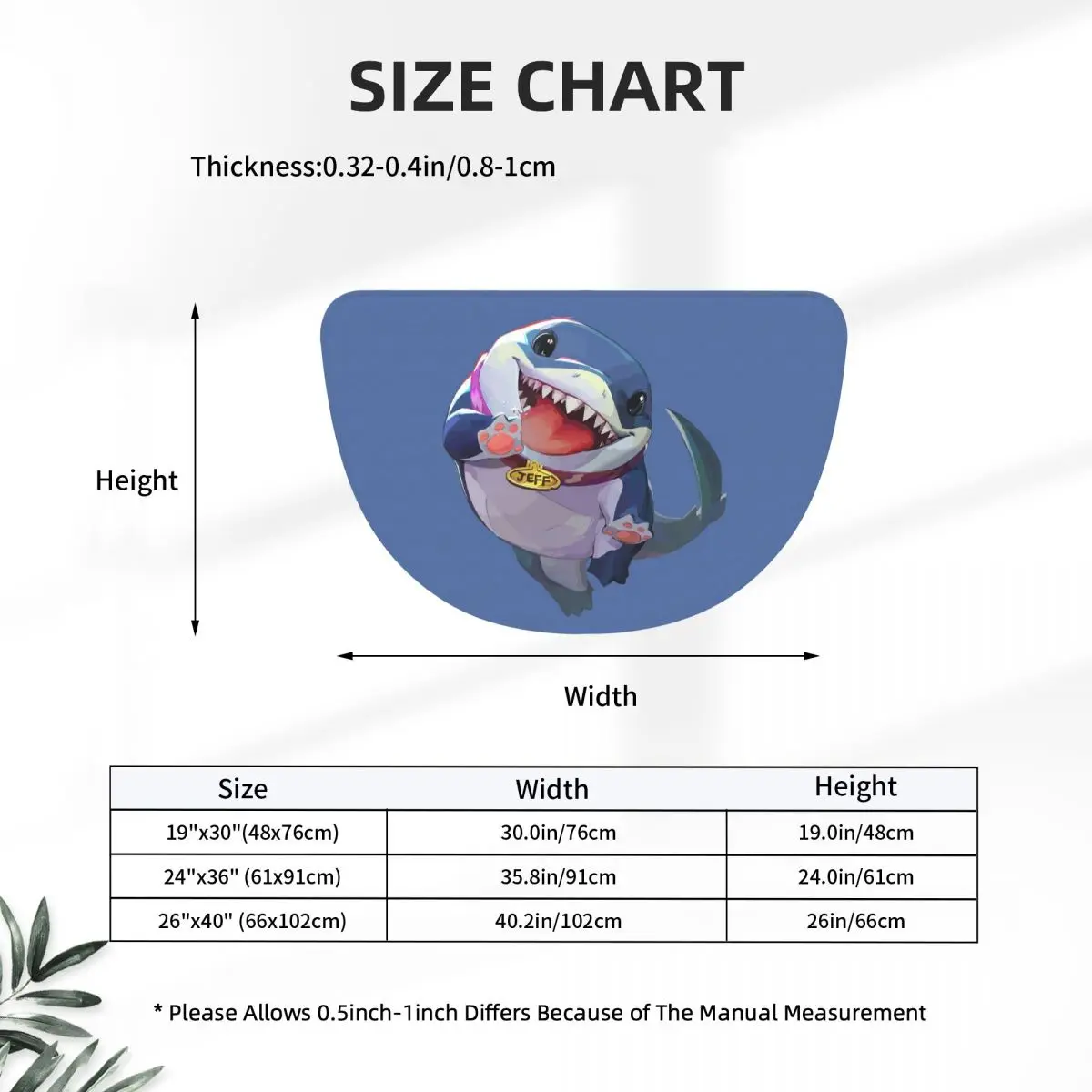 Jeff The Land Shark Soft Flannel Half Round Doormat Non Slip Bathroom Mat Absorbent Floor Carpet for Home Bedroom