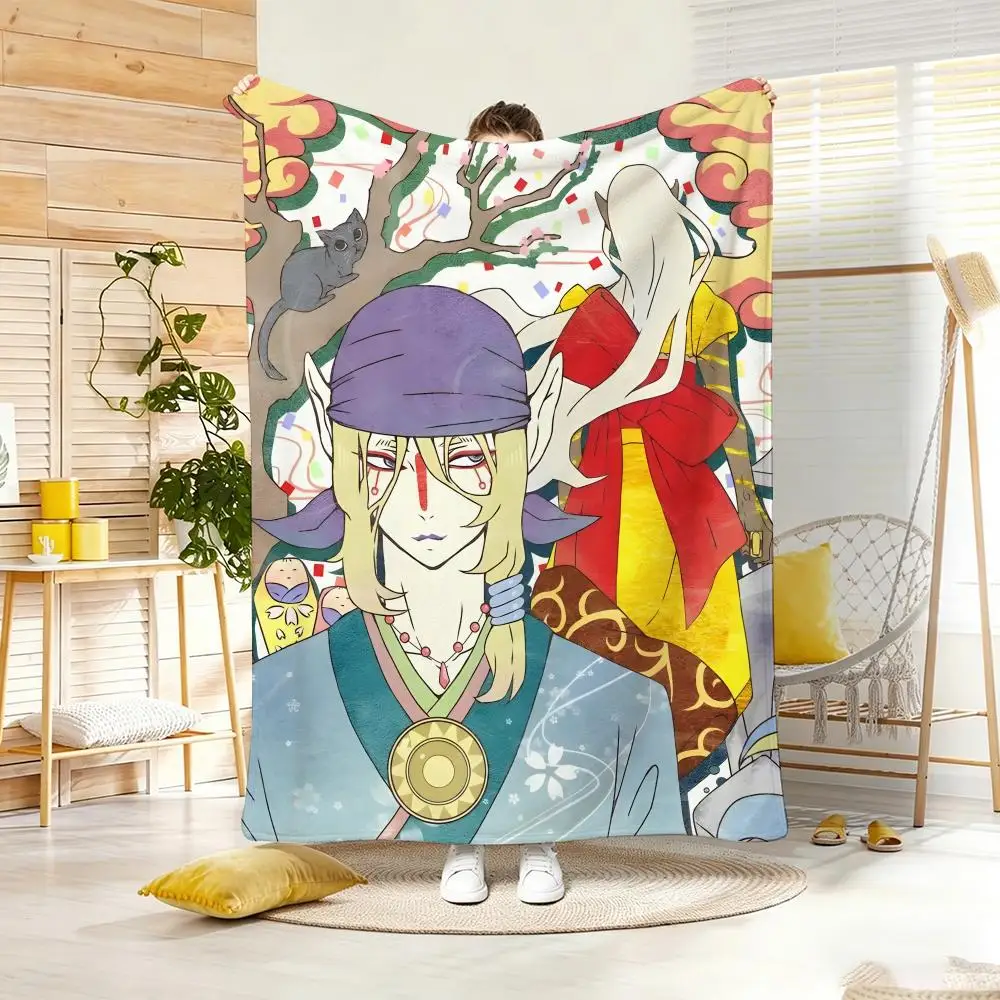 Ukiyo e style Yokai Anime M-Mononokes Throw Lightweight  Flannel Blanket Soft Skin-friendly for Summer Cooling