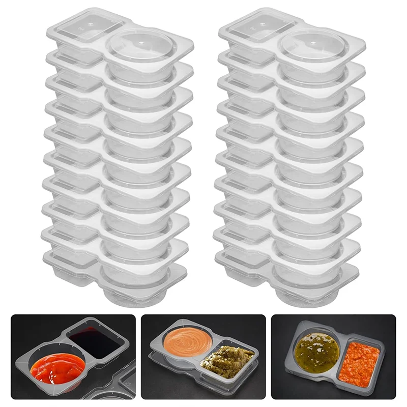 

2025 Trendreusable Snack Containers 2-Compartment Dipping Containers Takeaway Sauce Dip Case