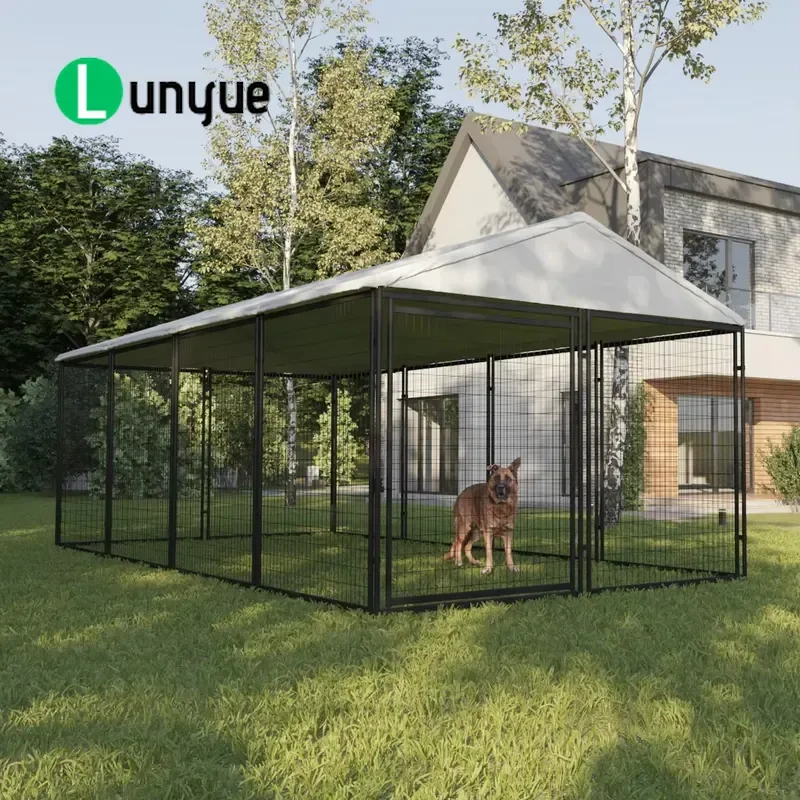 Heavy Duty Metal Dog Kennel Outdoor Garden Pet Fence Cage Large House for Lawn Yard Durable Weatherproof Shelter