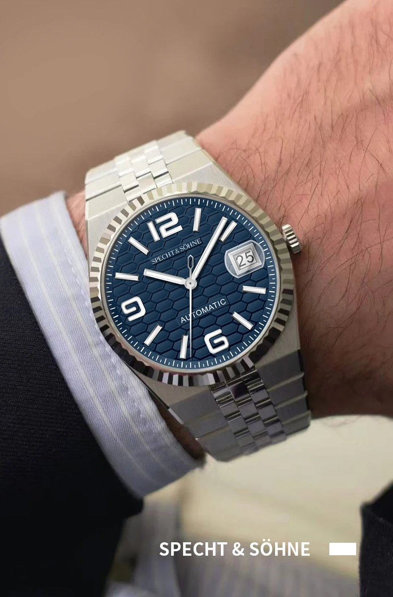 2025 뉴 스피히트 & 소네 럭셔리 37mm 오토매틱 기계식 남성용 스테인리스 스틸 시계 방수 남성 시계