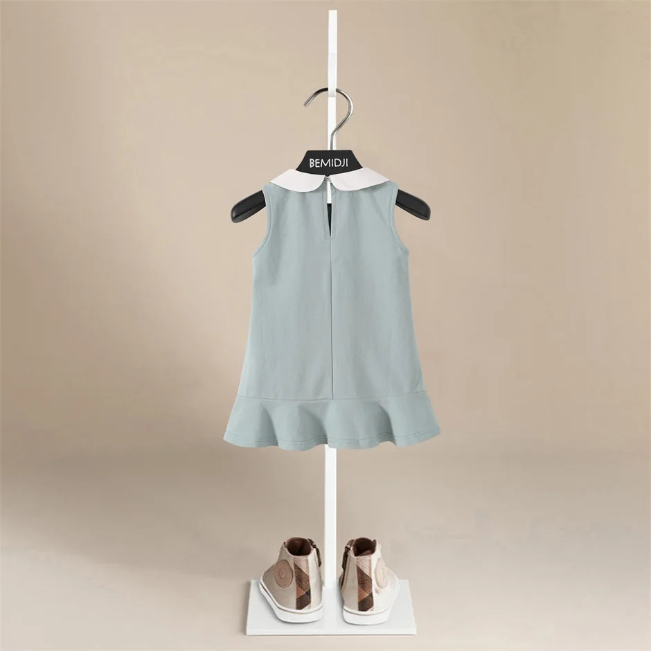 Summer Sleeveless Vest Baby Girl Dress Doll Collar A-Line Princess Dress Casual  Simple Clothing Kid Outfit Infant Personality