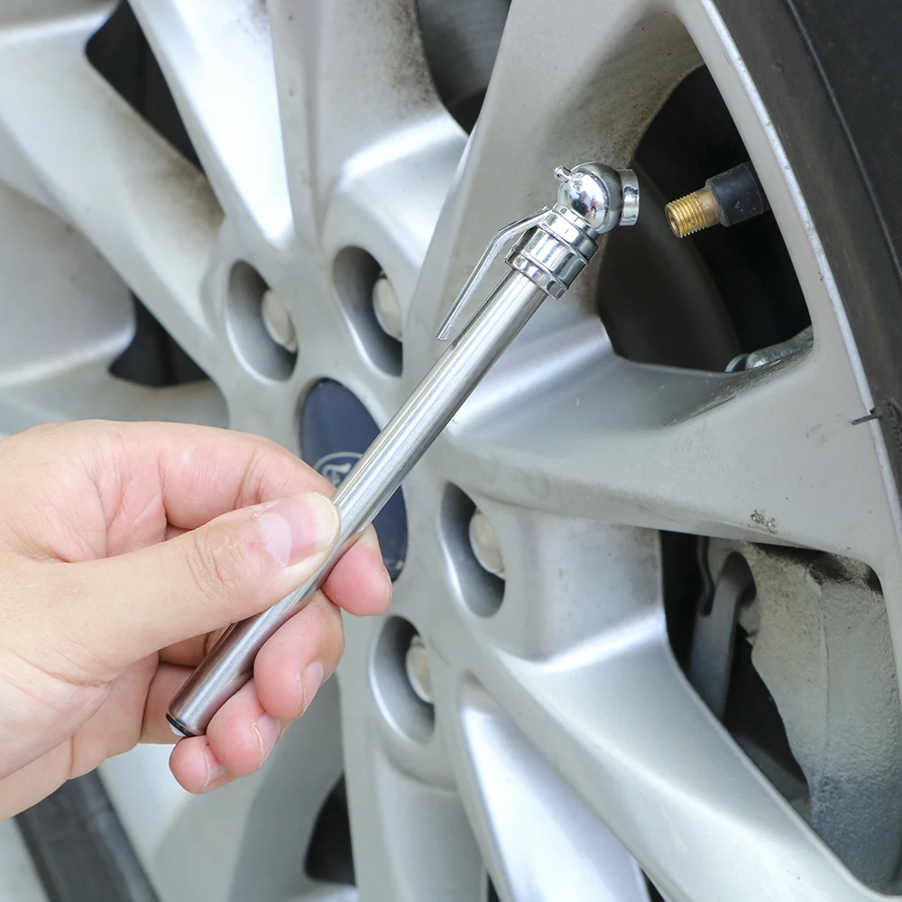 مقياس ضغط الهواء الفضي المحمول ، إطار على شكل قلم ، مقياس اختبار الإطارات ، استخدام الطوارئ العالمي ، تصميم السيارة ، متين ، 5-50 رطل لكل بوصة مربعة