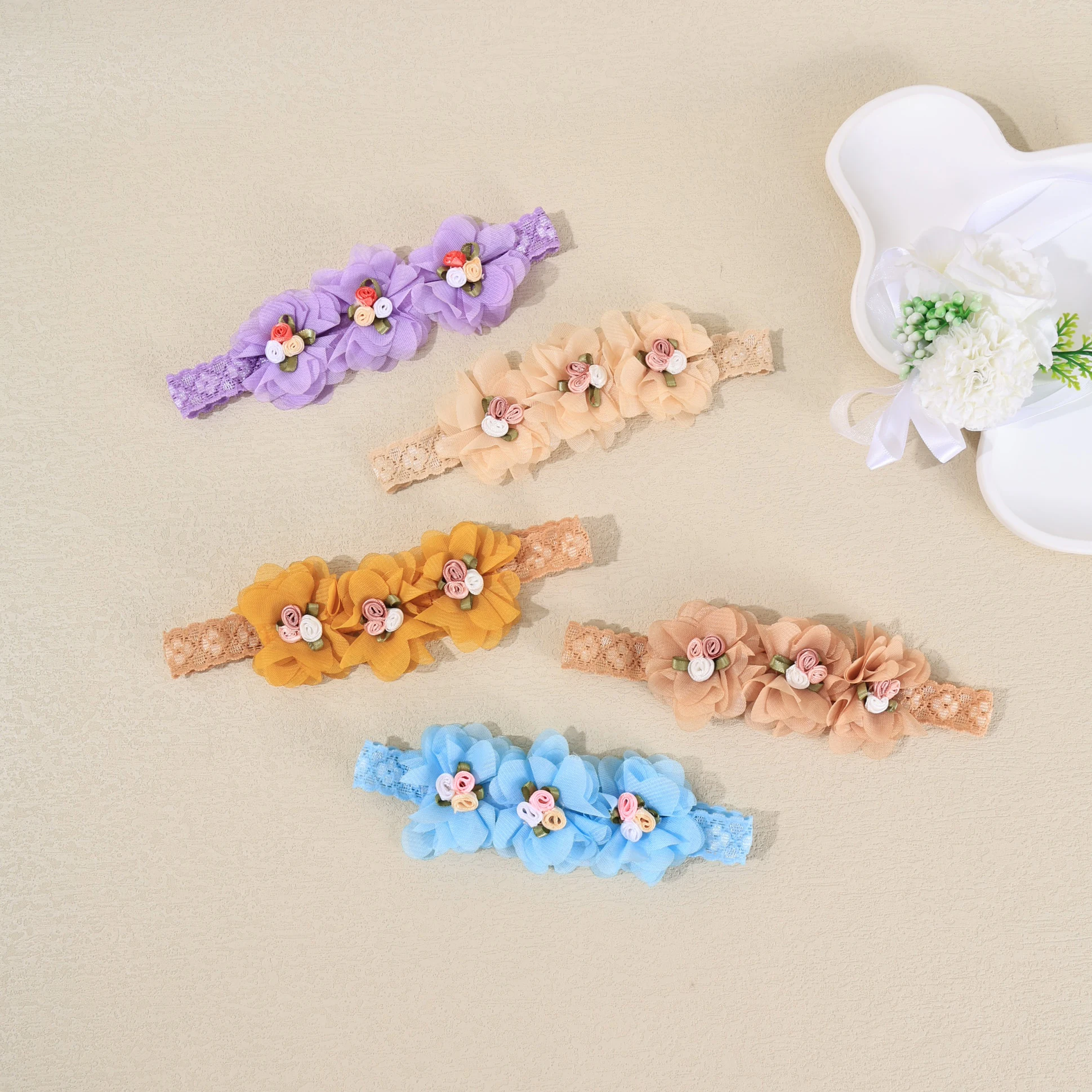 طفلة عقال لطيف مطاطا زهرة طفل رباط شعر الاطفال أغطية الرأس النايلون لينة الوليد العصابات الشعر الأطفال إكسسوارات الشعر #2