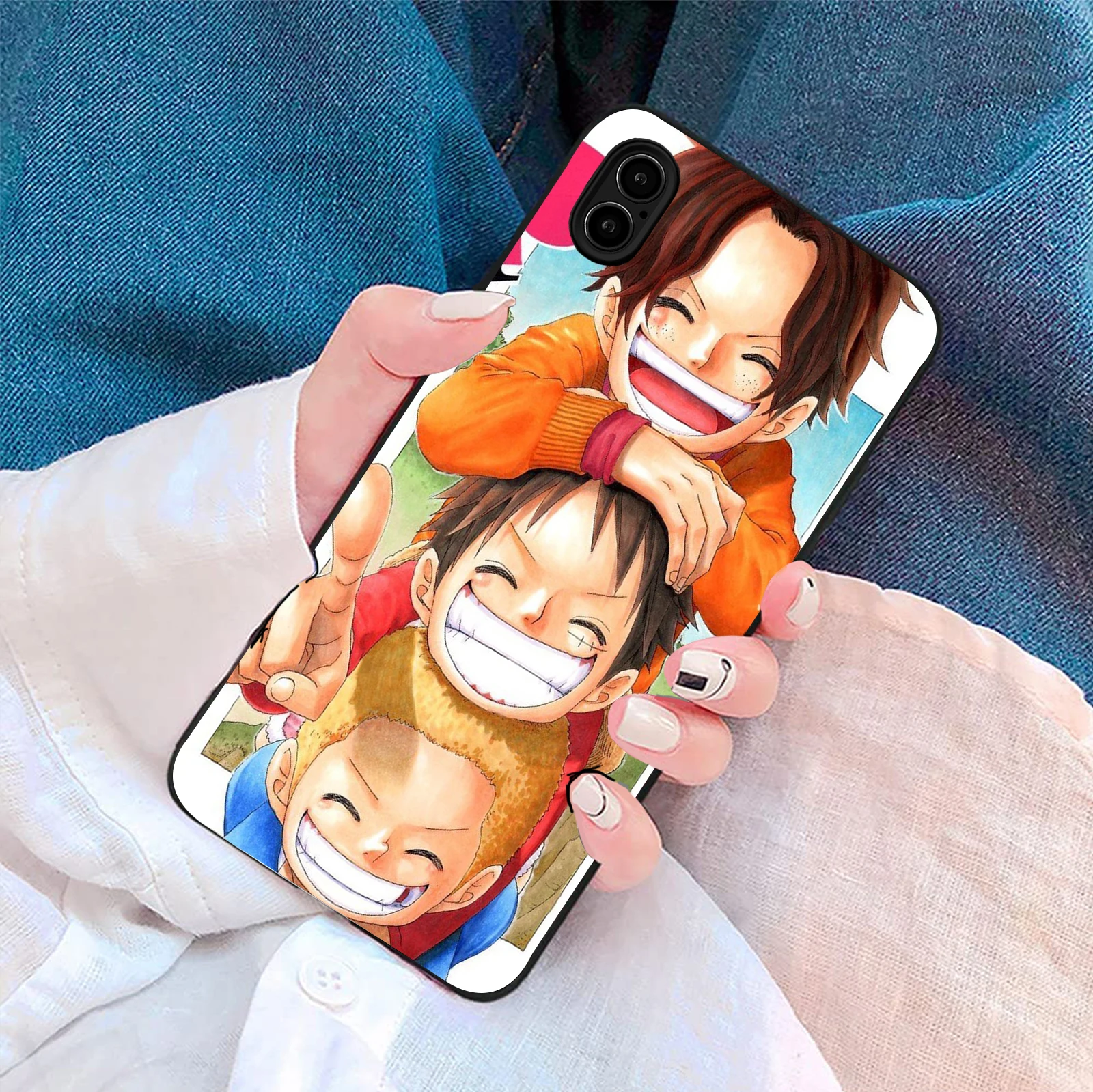 حافظة MINISO لهاتف آيفون 17 برو ماكس من السيليكون الناعم ASL Brothers Luffy Ace Sabo قطعة واحدة لهاتف آيفون 16 14 13 12 Pro Max #5