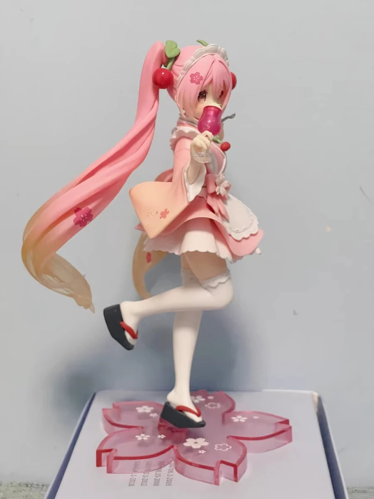 Original Hatsune Miku Anime Figure Sakura Wafuu Kissa Ver. Maid Figurine Model Dolls Collectible Toys Kawaii Gift 18cm Kawaii De