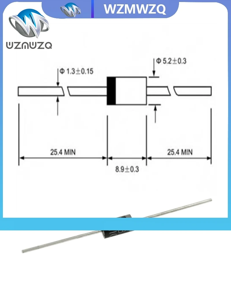 Diode schottky SR5100 5A/ 100V DO -27 SB5100, 20 pièces