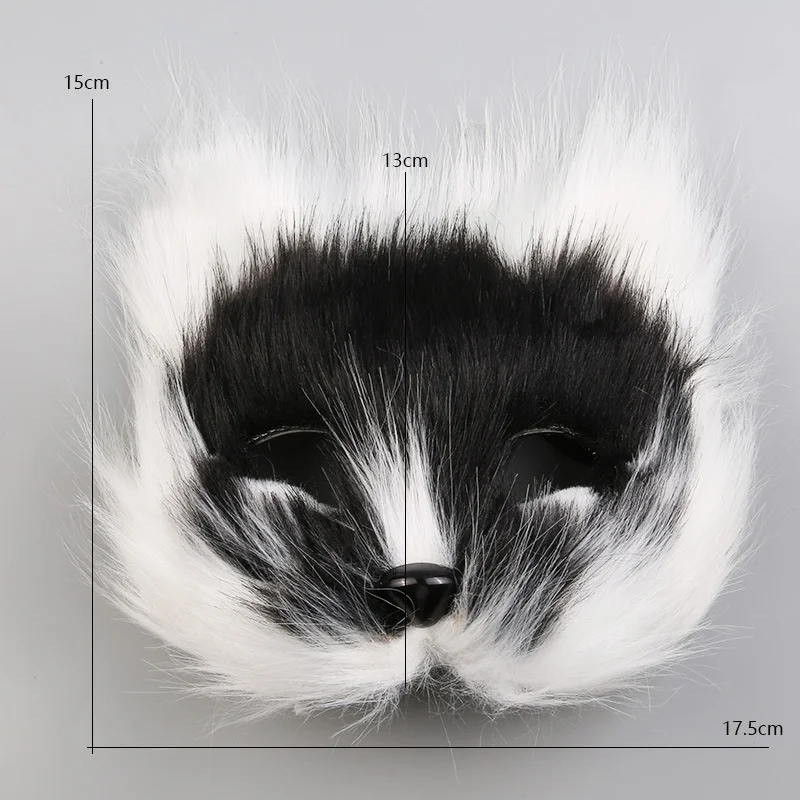 فروي الثعلب شكل قناع الوجه الحيوان القط الشعر هالوين تأثيري كرنفال قناع حفلة تنكرية الدعائم غطاء رأس مثير تقليد اللعب