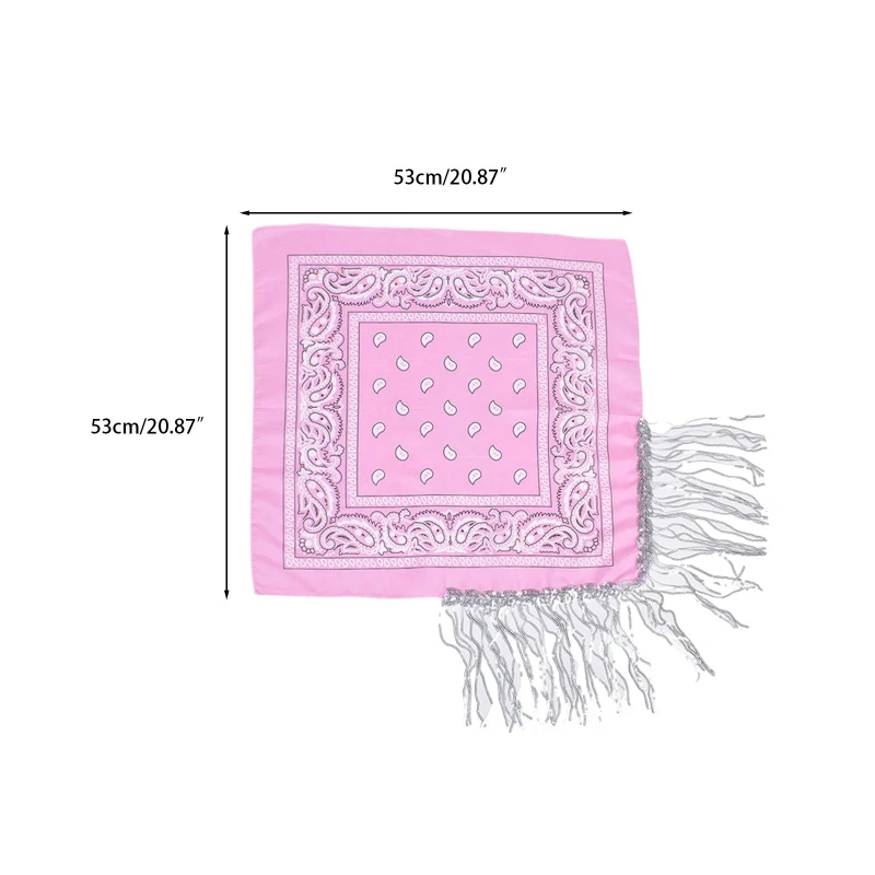 Cowgirl Bandanas Sequin Women Bachelorette Bandanas Tassel Trim Head Scarf Cowgirl Fringe Bandanas Neckerchief Bandanas Dropship