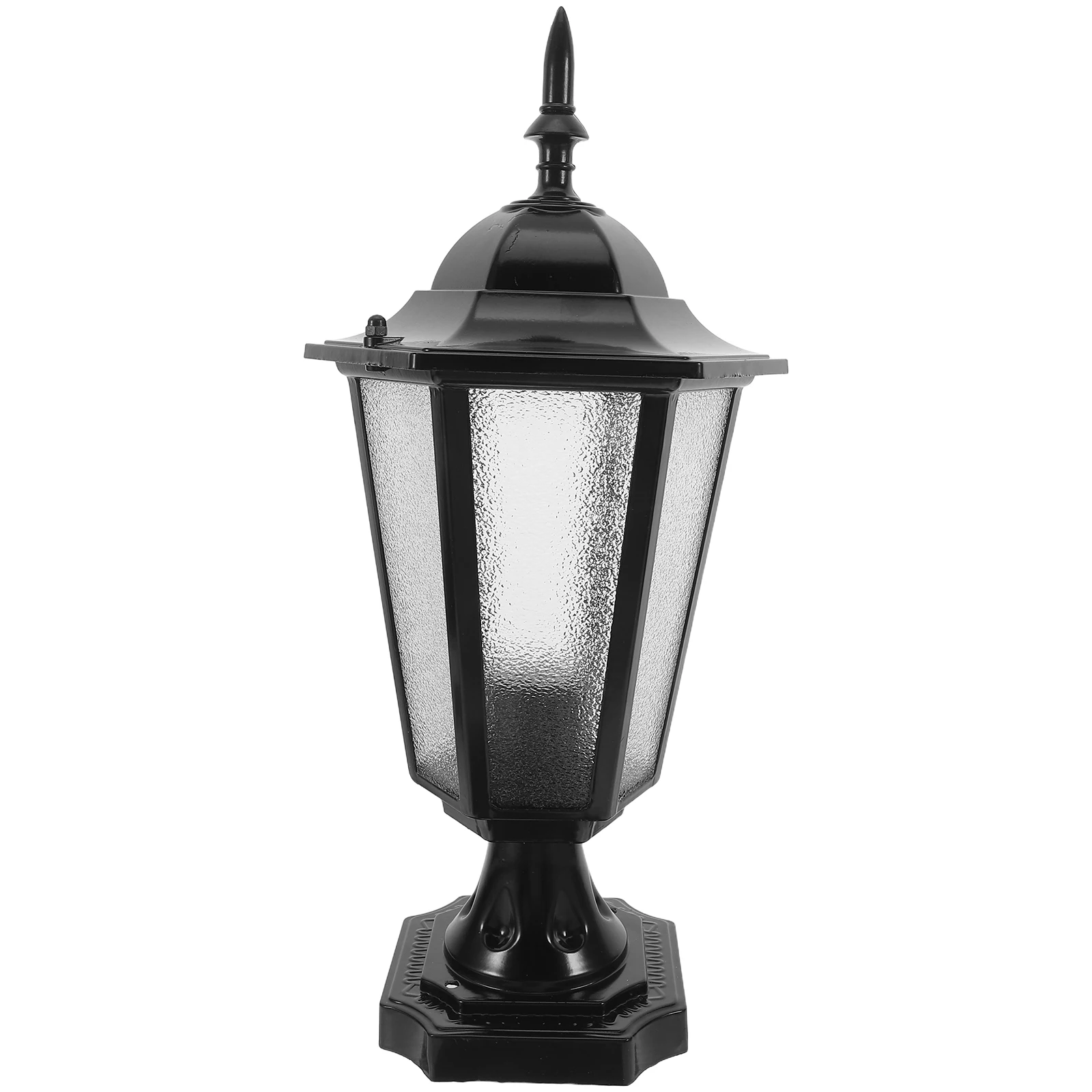 

Outdoor Decorative Lamp Shade Hexagonal Aluminum Glass E27 Compatible Modern Pillar Light For Garden Patio Terrace