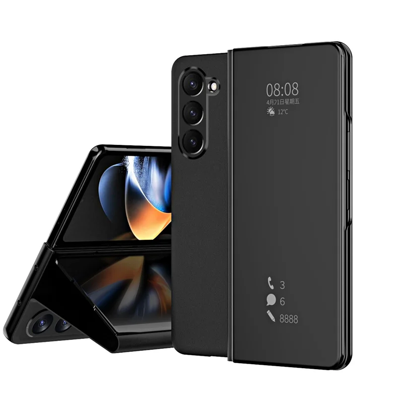 Flip Mirror Case for Samsung Galaxy Z Fold 6 3 2 4 5 5G Protective Cover Smart View Kickstand Funda Coque Shell Capa