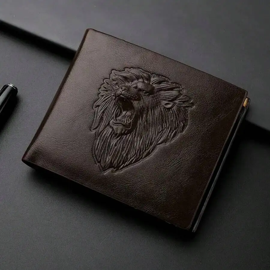 

1PC Men's Business Wallet - Elegant Black PU Leather With 3D Embossed Lion Slim And Functional Design Three-Fold Wallet Gift For Men Wallet Purse Wallet Men Wallet Leather