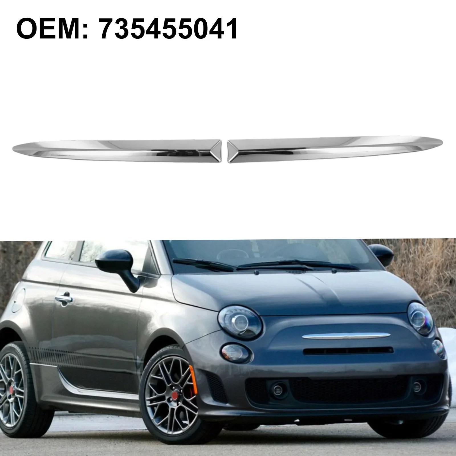 Chrome Front Bumper Upper Grill Moulding Trim Compatible with For Fiat For 500 (2007 2015) Enhance Style and Value