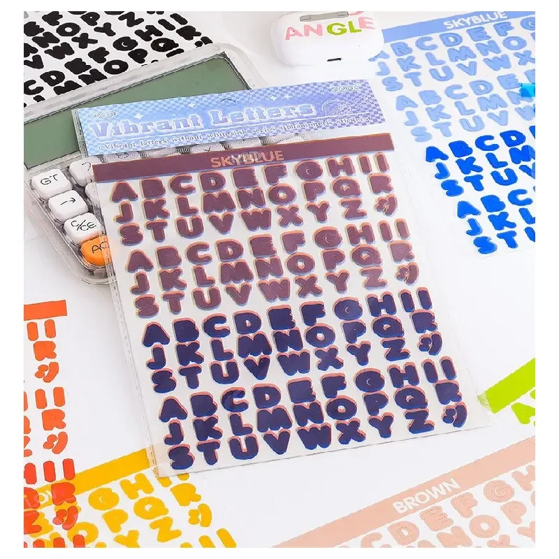 Vibrant Letters Waterproof Stickers PET Cute Handbook Stickers English Handbook Scrapbook Material Painting Creative Stickers