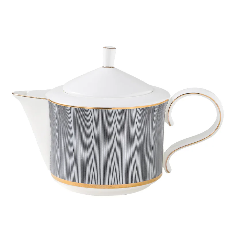 

Light Luxury Highend Striped Ceramic European Afternoon Tea Retro Coffee Pot Household Coffee Utensils