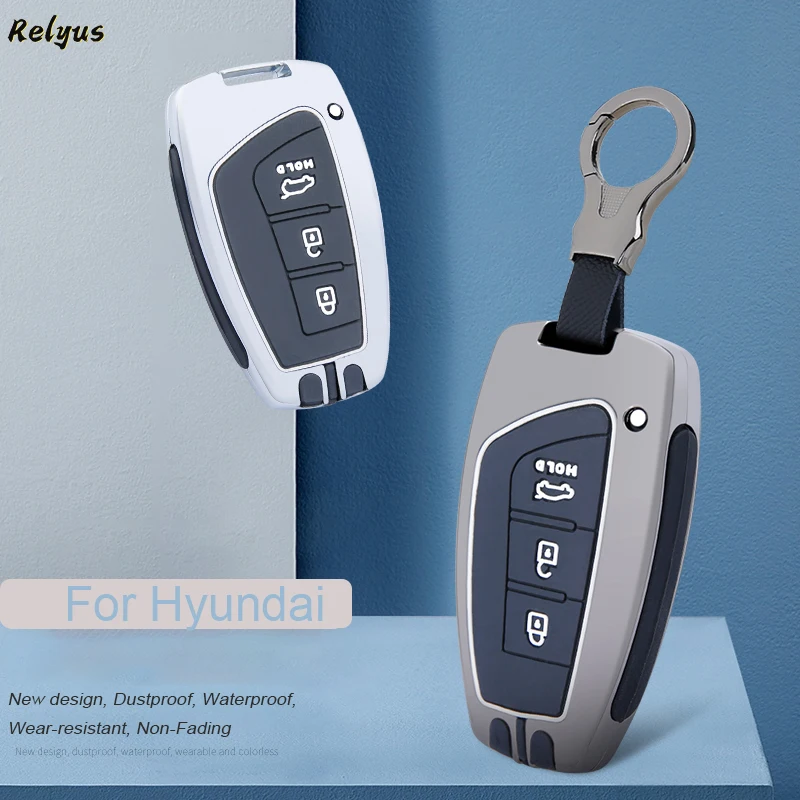 Zinc Alloy Car Key Case For Hyundai Santa Fe Sport Ix45 Equus Centennial Genesis G80 Grandeur Azera 2013-2016 Auto Keychain