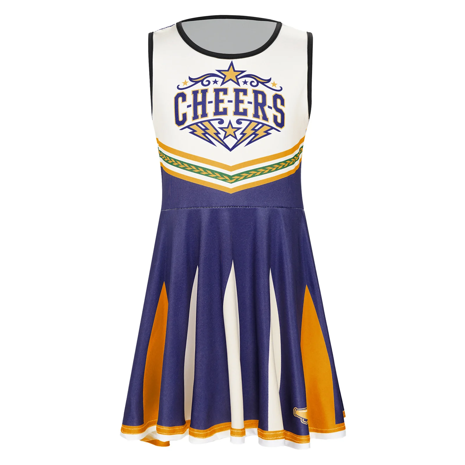Kids Girls Cheerleading Stage Competition Dress Sleeveless Printed Stretchy Breathable for Dance Performance School Sports Day