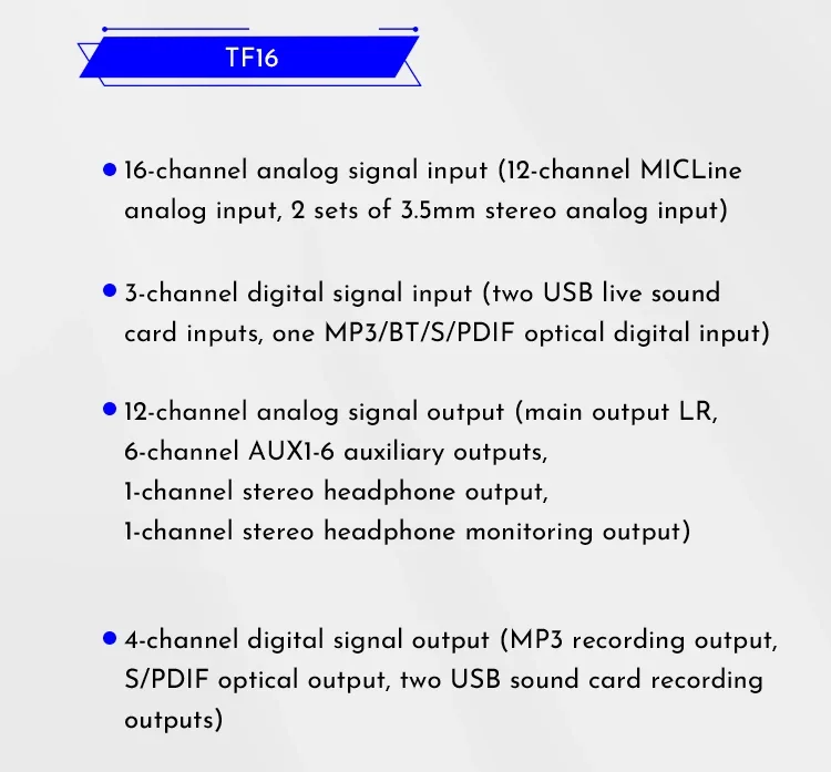 Paulkitson TF20 Digitalmixer 20-Kanal-Audiomixer Motorisierter Fader Digitale Mischkonsole DSP Bluetooth OTG Live-Streaming – Detail 17