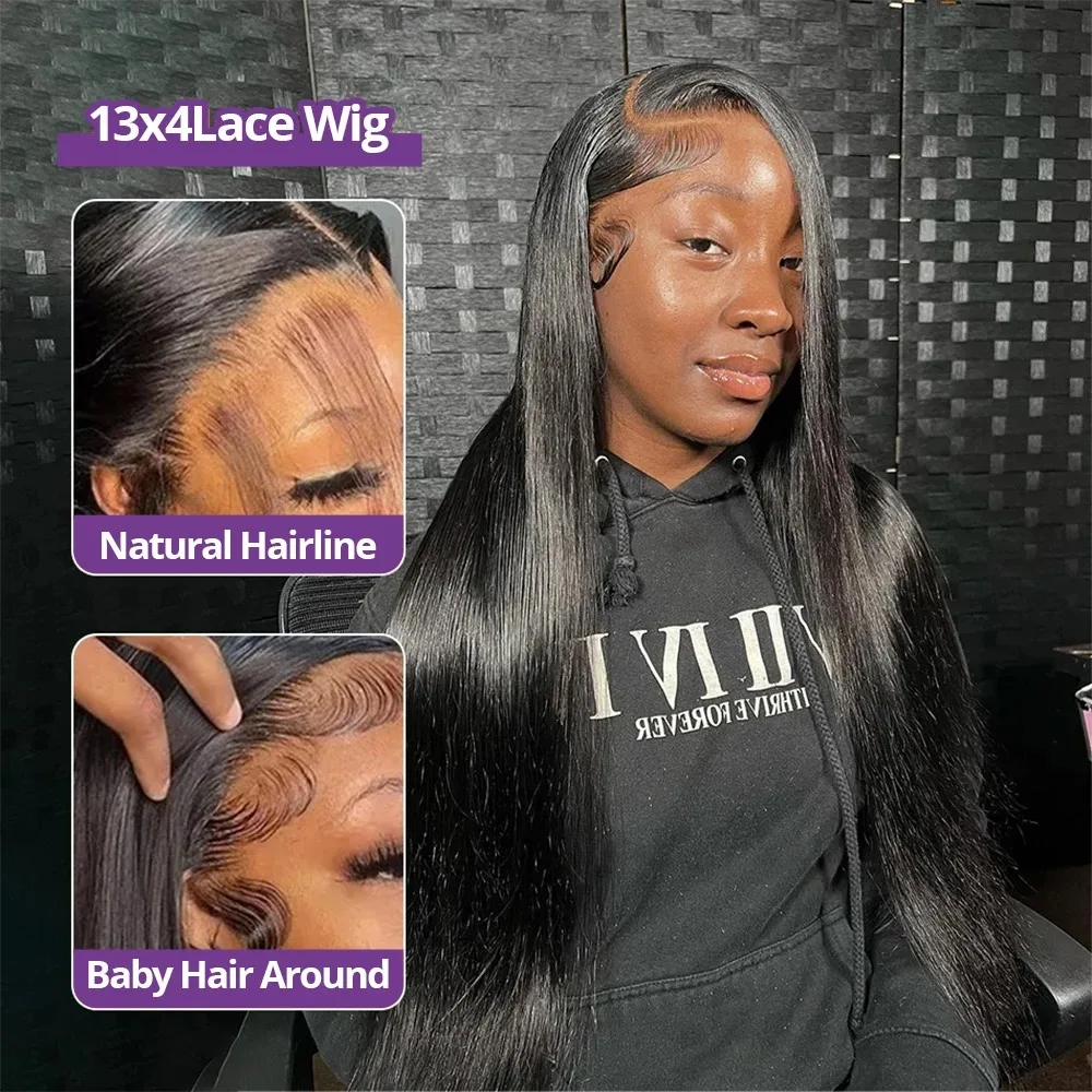 30 40 Inch Lace Front Wig PrePlucked 5x5 Glueless For Women 250 Density 13x6 HD Transparent Straight Lace Frontal Human Hair Wig