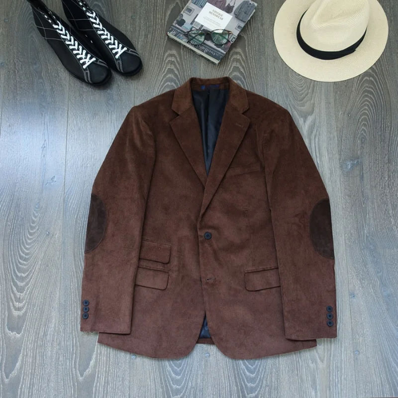

Corduroy Suit Jacket Men's Casual Slim Fit Suit Brown Business Hunting Suit Slim Fit Men's Top Clothing