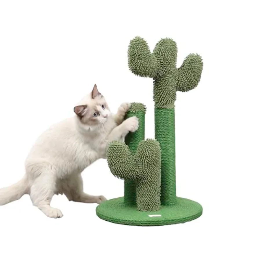 

CTR1008A Marfa 21.5" Modern Jute Triple-Cactus Cat Scratching Post with Fuzzy Toy Green