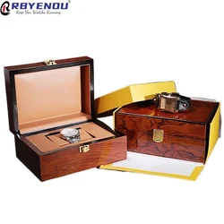 Customizable Logo High Grade Baking Varnish Surface Brown Watch Box Grey Watches Case Boxes for Luxury Gift Jewlery Organizer