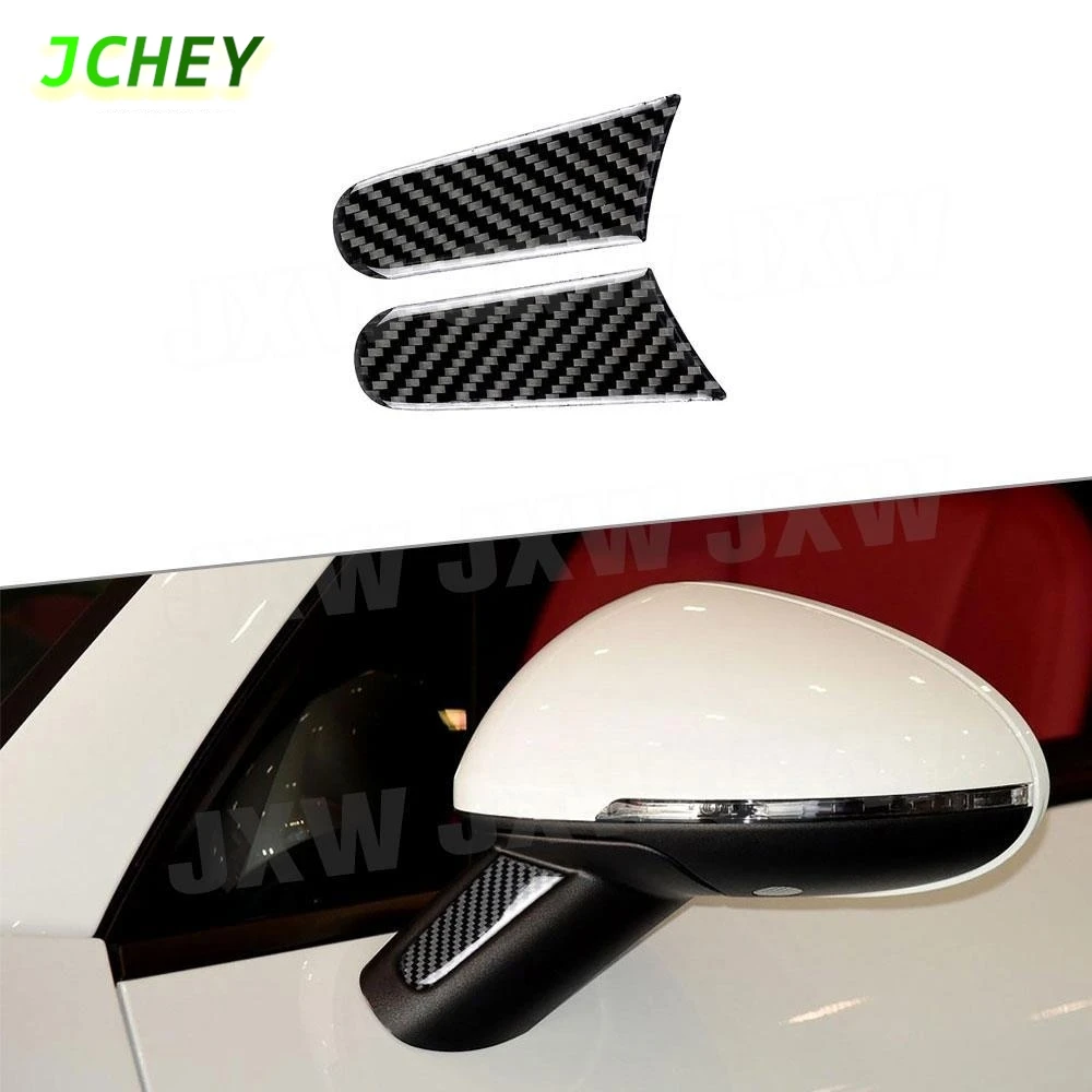 

JCHEY Carbon Fiber Door Side Rearview Mirror Handle Panel Trim Cover Decal Stickers For Porsche Macan 2015-2018 Car