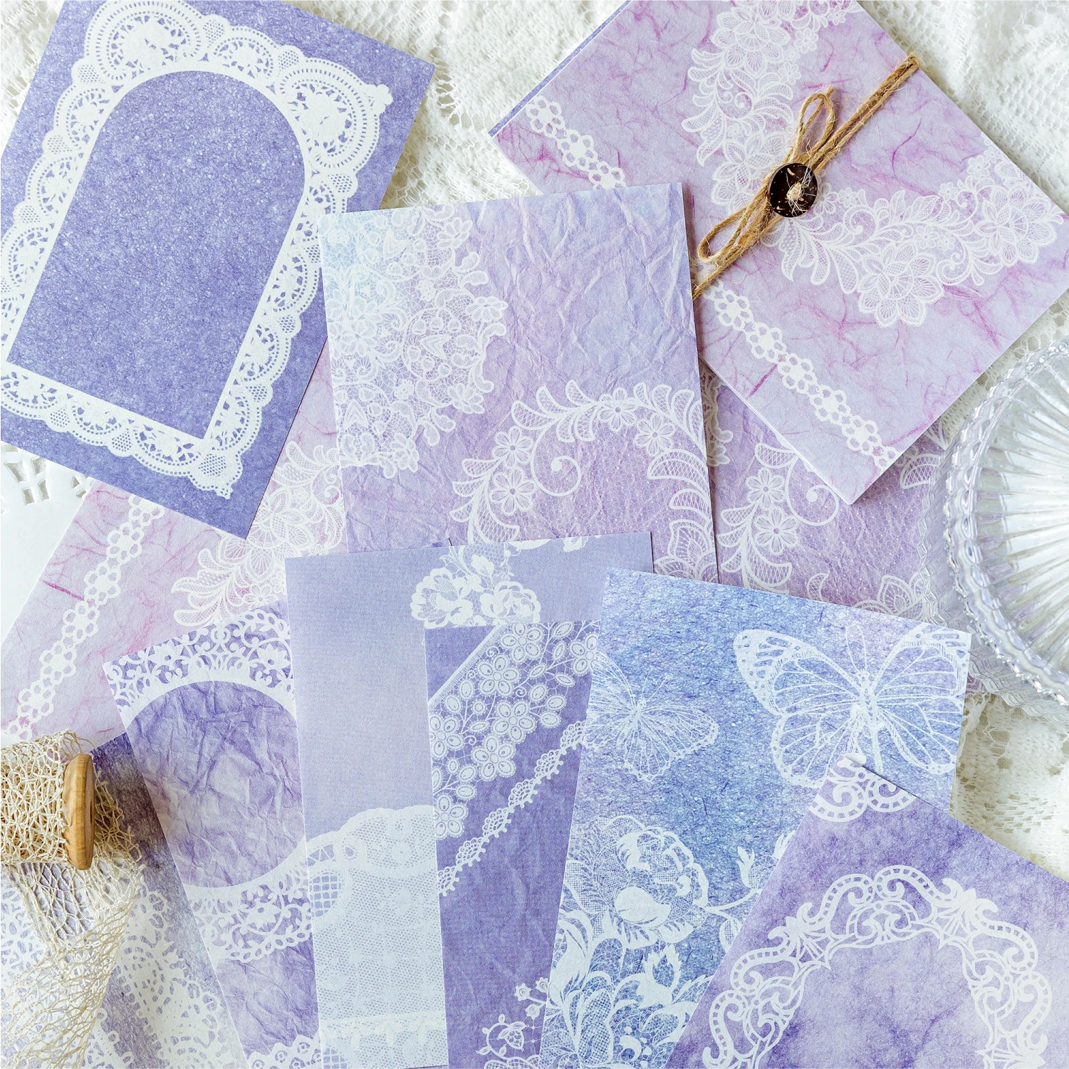 30pcs Vintage Material paper Lace paper Scrapbook Materials DIY Photo Album Collage Journal Creative Stationery supplies