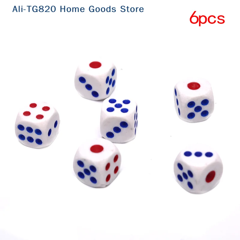 

[TG820]6Pcs 10mm Acrylic White Round Corner Dice Clear Dice Portable Table Playing Game