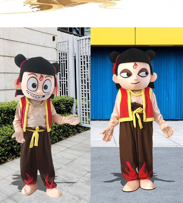 Criança mágica descendente nezha mascote traje carnaval baile de formatura festa dia dos namorados mostrar adereços cosplay dos desenhos animados boneca vestido conjunto