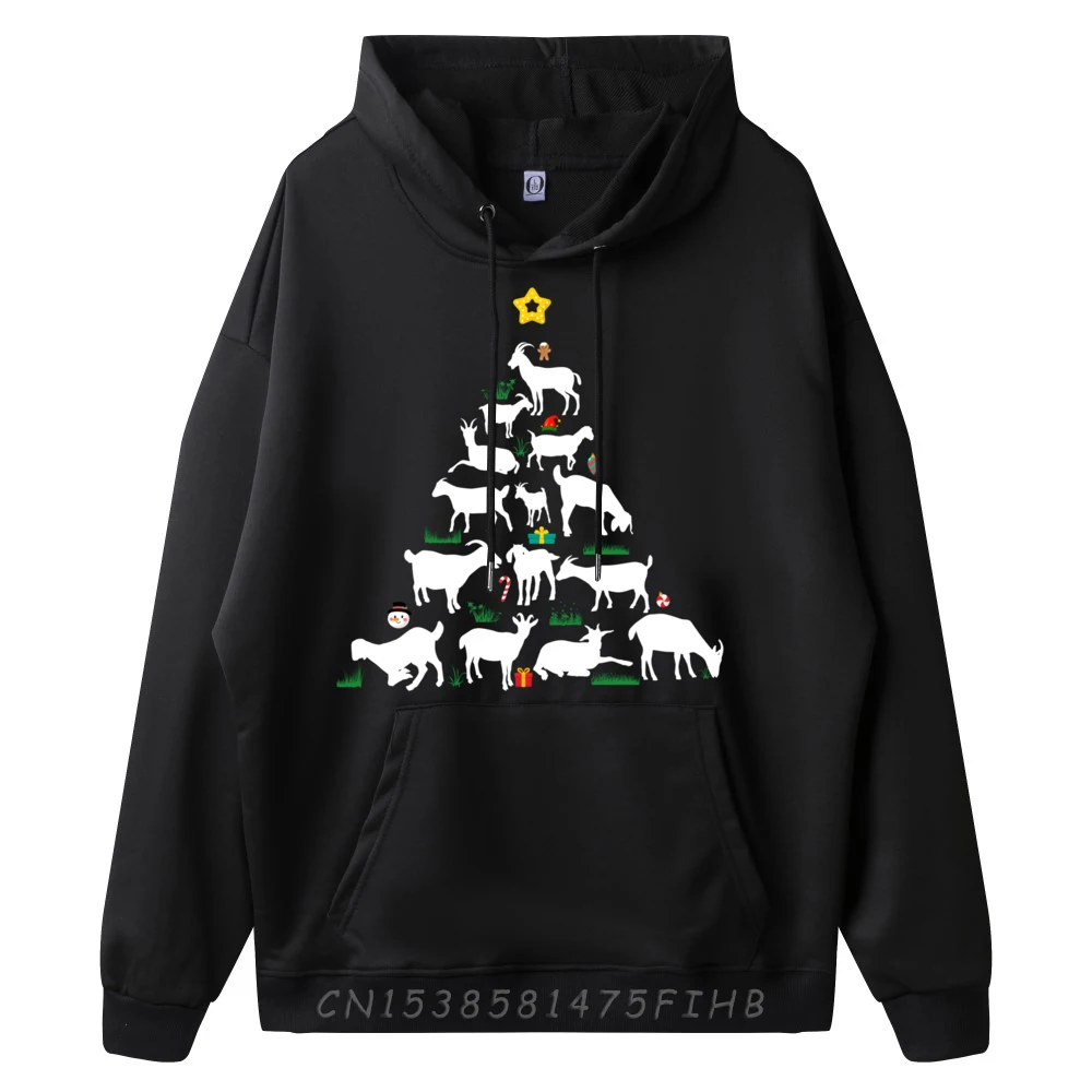 Goat Christmas Tree Apparel Goat Christmas Blank Hoodie Polyester Limited Time Special Halloween Aesthetic