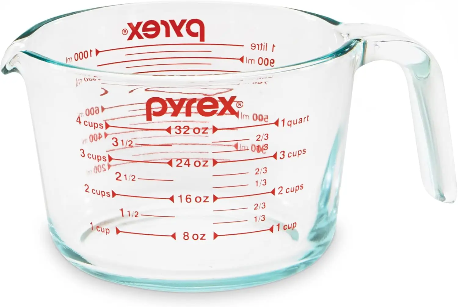 4-Cup Glass Measuring Cup for Baking, Cooking, Microwave & Oven Safe, Dishwasher Friendly Kitchen Tool