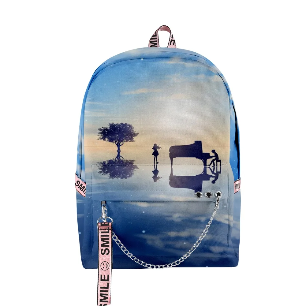 

Cartoon Popular Funny Your lie in April Student School Bags Unisex 3D Print Oxford Notebook multifunction Travel Backpacks