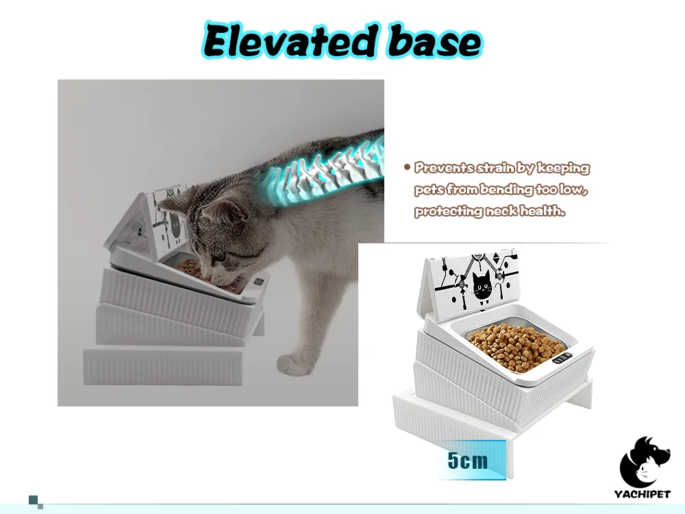 RFID Microchip Automatic Pet Feeder Smart Food Dispenser with Elevated Bowl Fresh-Sealed Feeding for Cats & Small Dogs