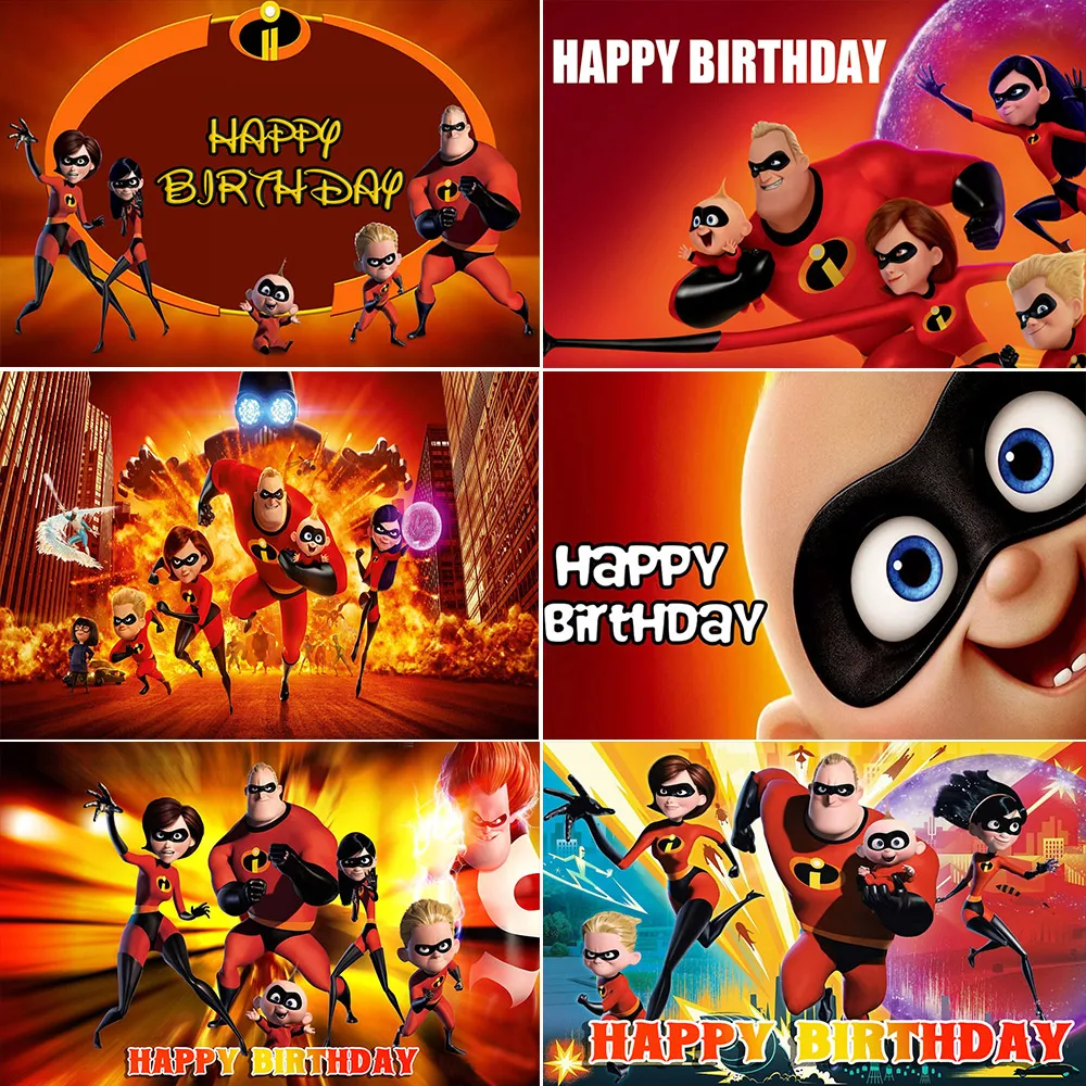 The Incredibles Theme Children Birthday Party Decorations Supplies Baby Shower Family Kids Portrait Background Photography Props