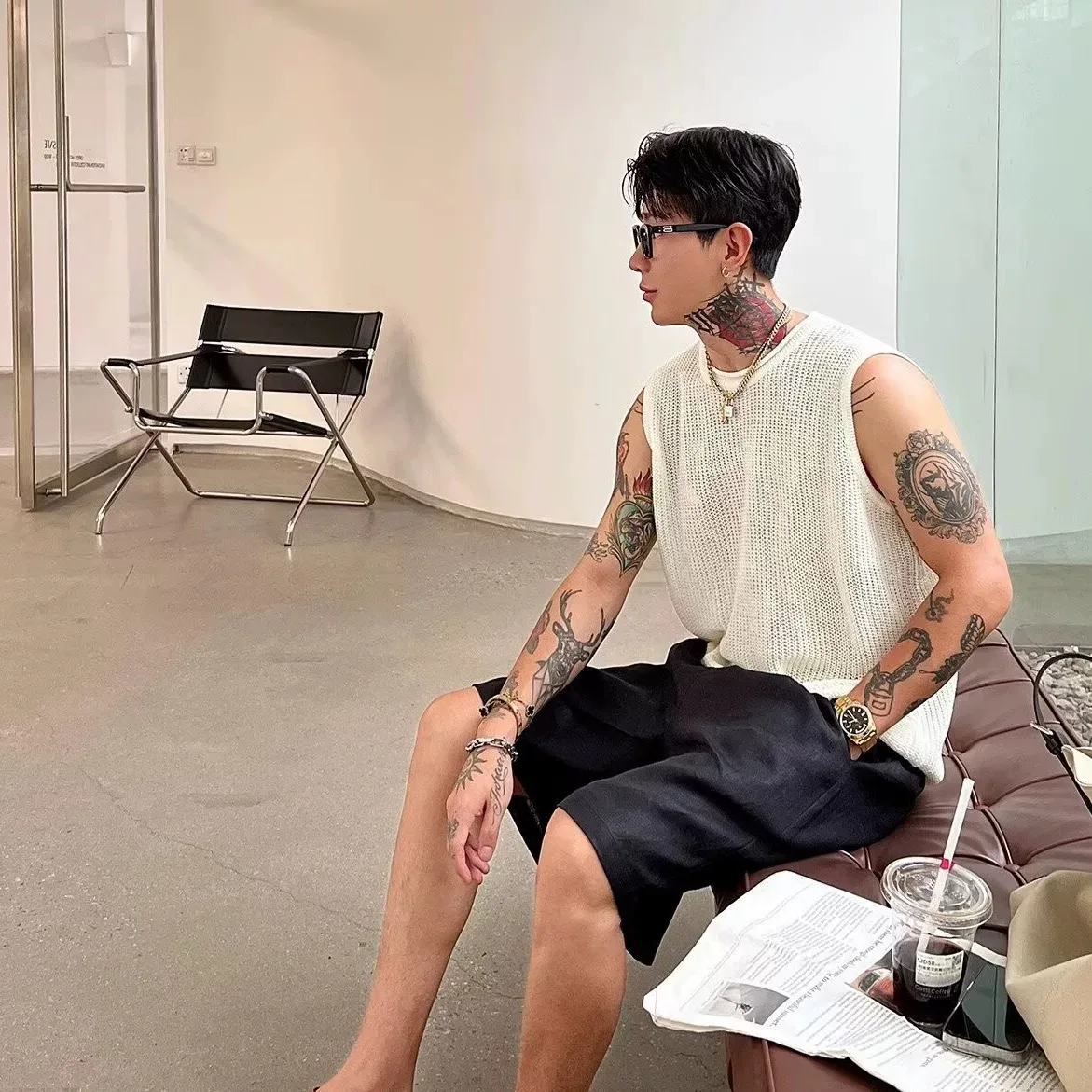 Men Knit Ethnic Hollow Out Holes Summer Shirts Tops Male Tropical Travel Holiday Hohemian Club Blouse Tees Camis Handsome Vest