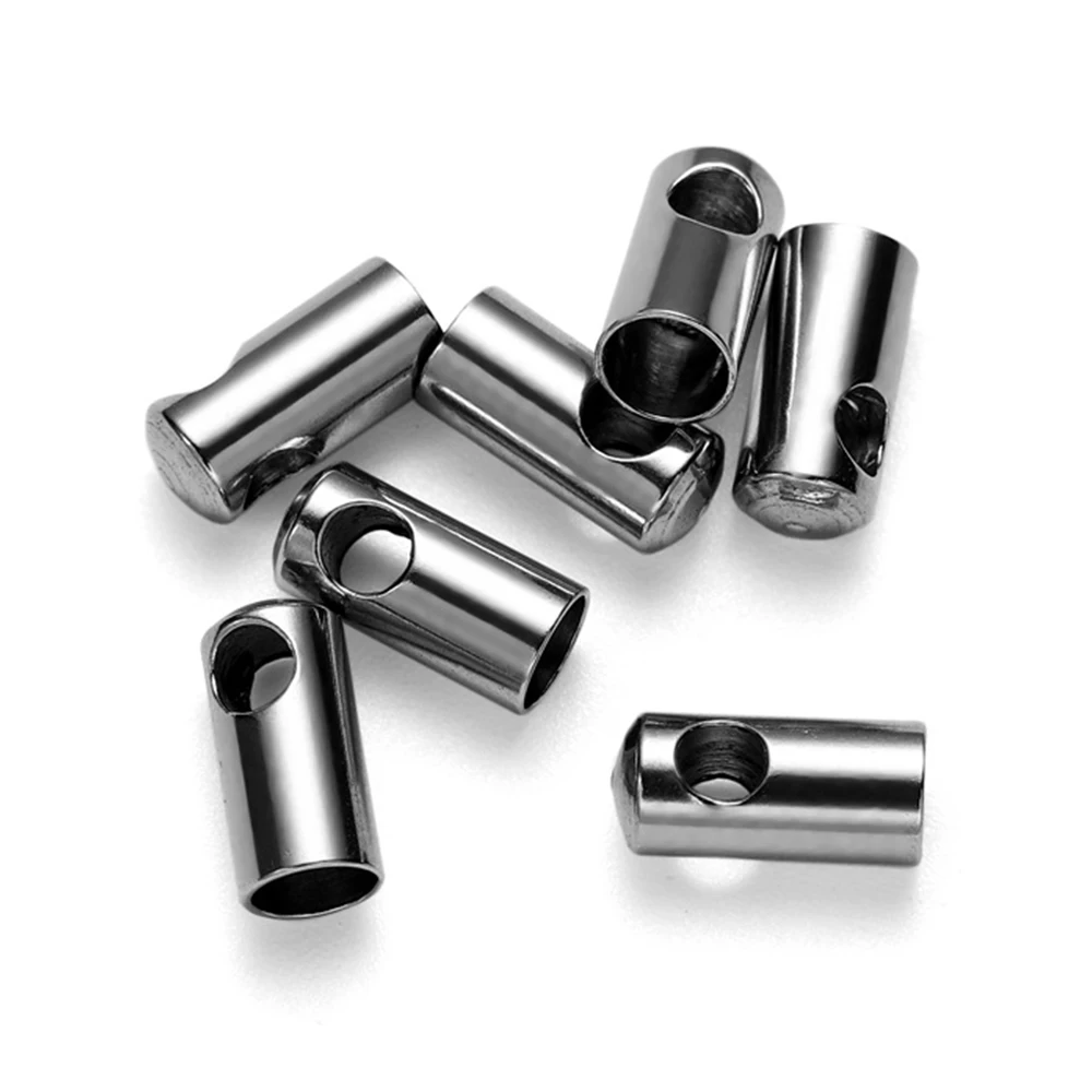 10pcs 0.9mm-4mm Stainless Steel Clasps Hooks Cords End Caps Cord For DIY Jewelry Making Leather Cord Clasp Bracelet Accessories