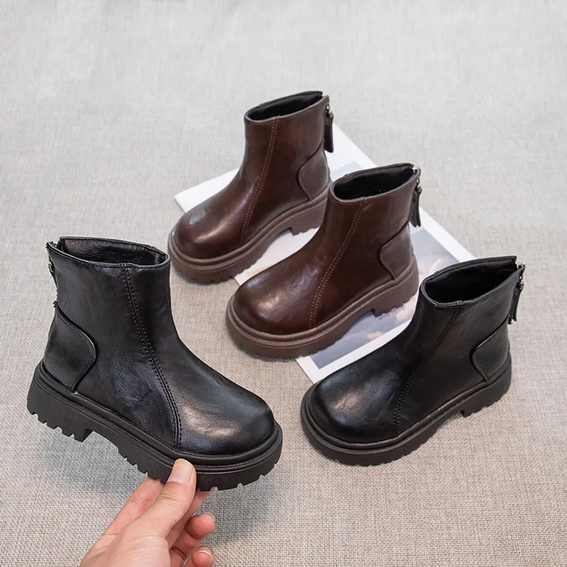 Winter New Children's Shoes Boys' Fashion British Style Thickened Warm Girls' Boot Kids Shoes for Girl  Botas Para Niñas 26-37