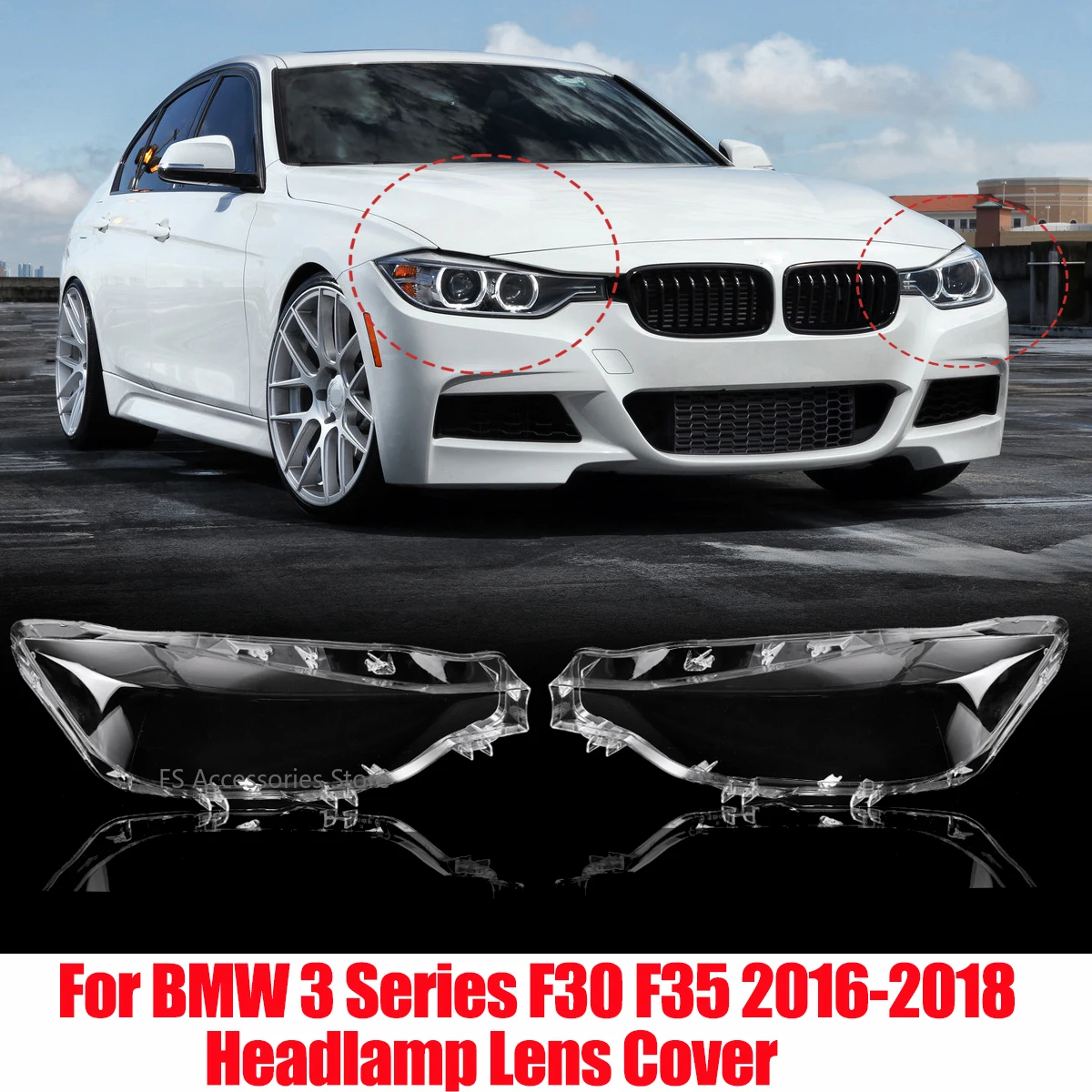 Car Headlight Lens Glass Lampshade Led Headlight Pair Lamp Lens Cover For Bmw F30 F31 3 Series 2016 2017 2018 19 Headlight Cover