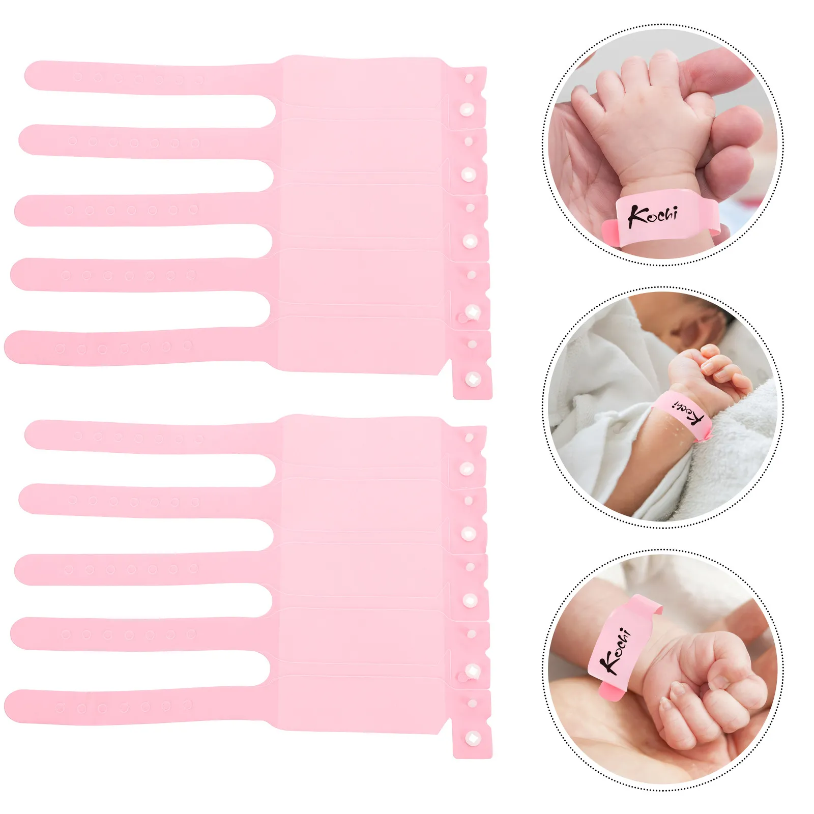 

100Pcs Newborn Hospital Id Wristbands Disposable Soft PVC Waterproof Writable Medical Identification Bands for Infants Neonatal