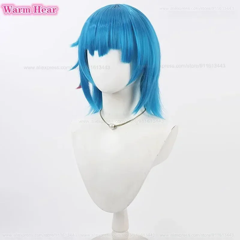 Новый! Jinx Синтетические волосы Game LOL Унисекс Короткая кожа головы Синий Косплей Аниме Парик Термостойкие волосы Парики для Хэллоуина + Кепка для парика
