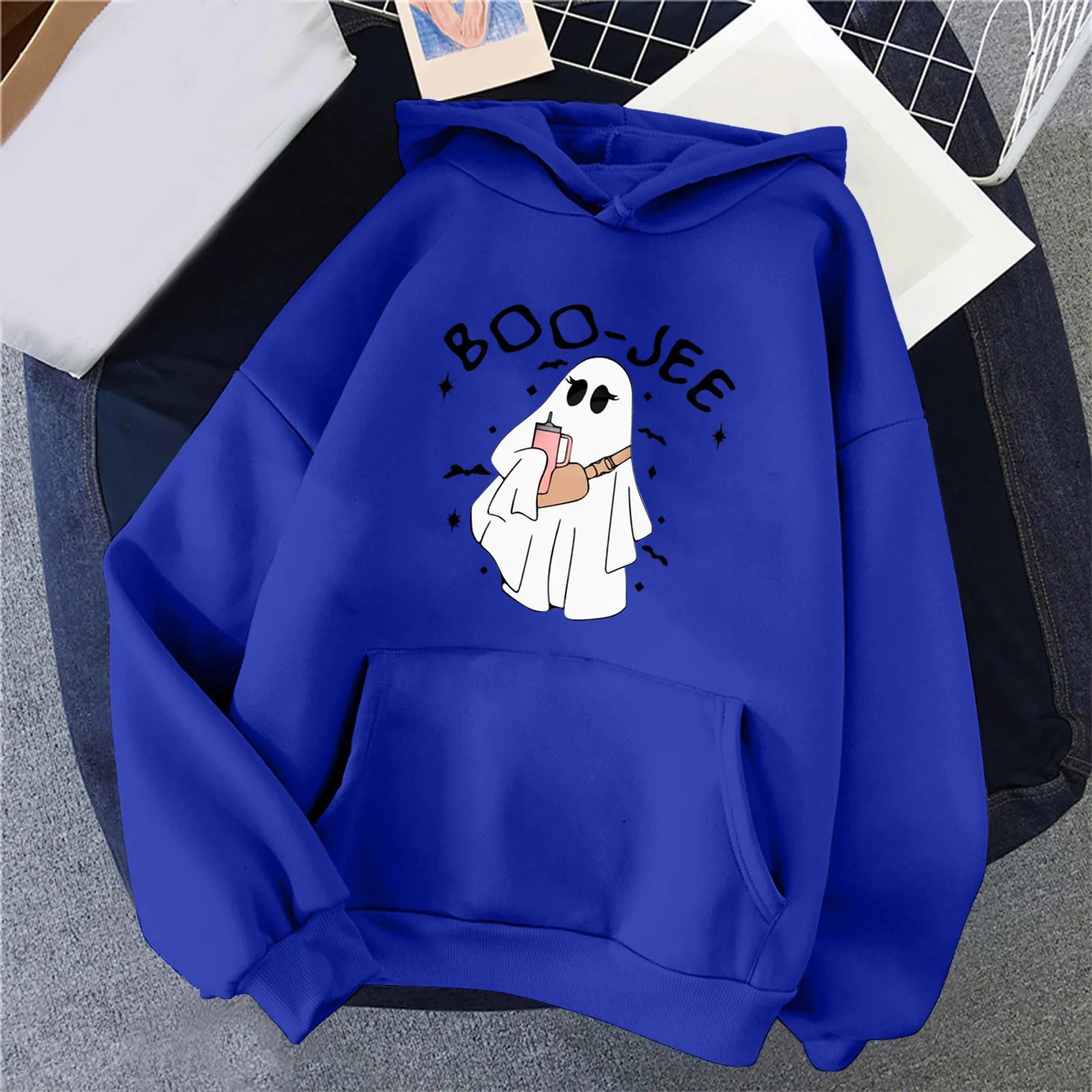 Women’s Halloween Sweatshirts Long Sleeve Hoodie Casual Loose Drawstring Pullover Korean Style Autumn Hoodies Zip Up hoodies