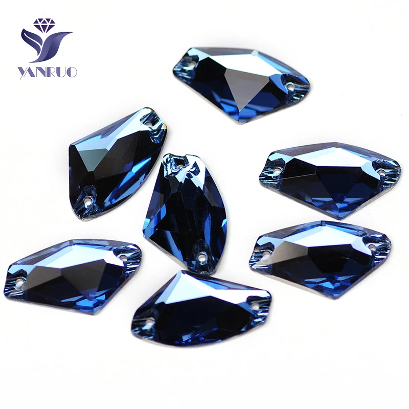 YANRUO 3256 All Sizes Sapphire High Quality Sew On Stones Flatback Galactic Crystal Strass Glass Loose Diamond