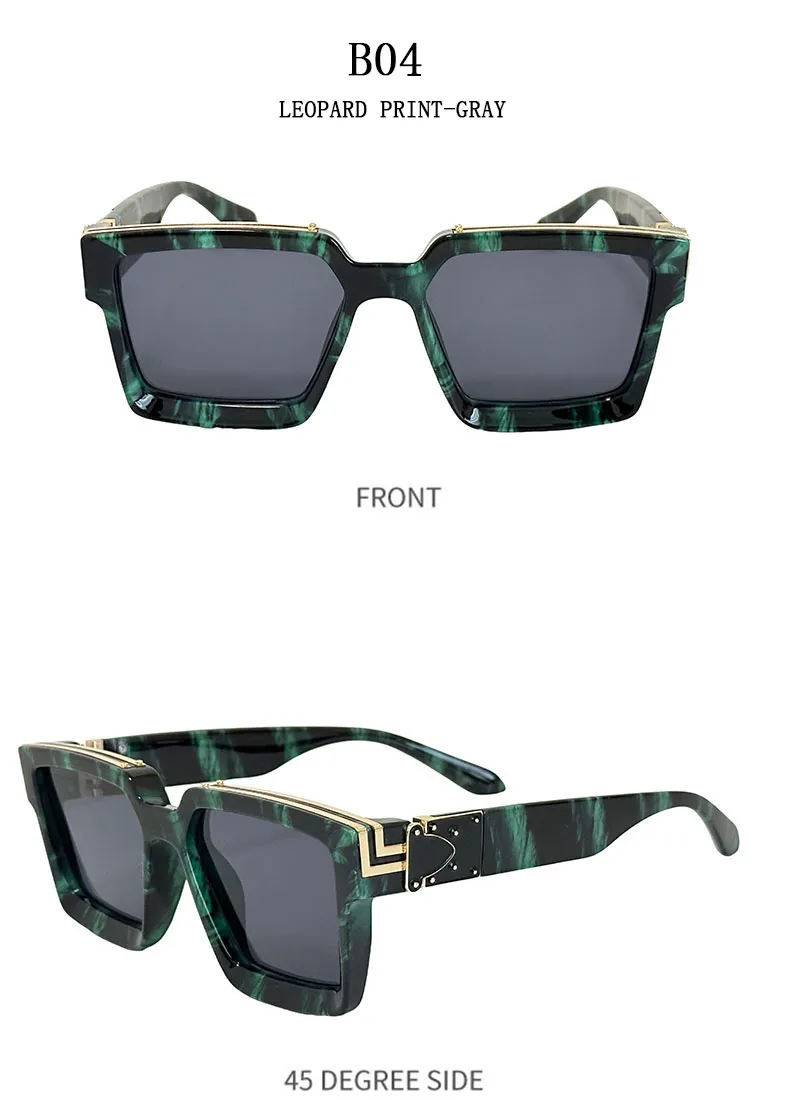 Millionär Quadratische Sonnenbrille Für Männer Retro Sonnenschutz Sonnenbrille Frauen Trendy Und Modische Vintage Mode Gläser Zonnebril – Detail 25