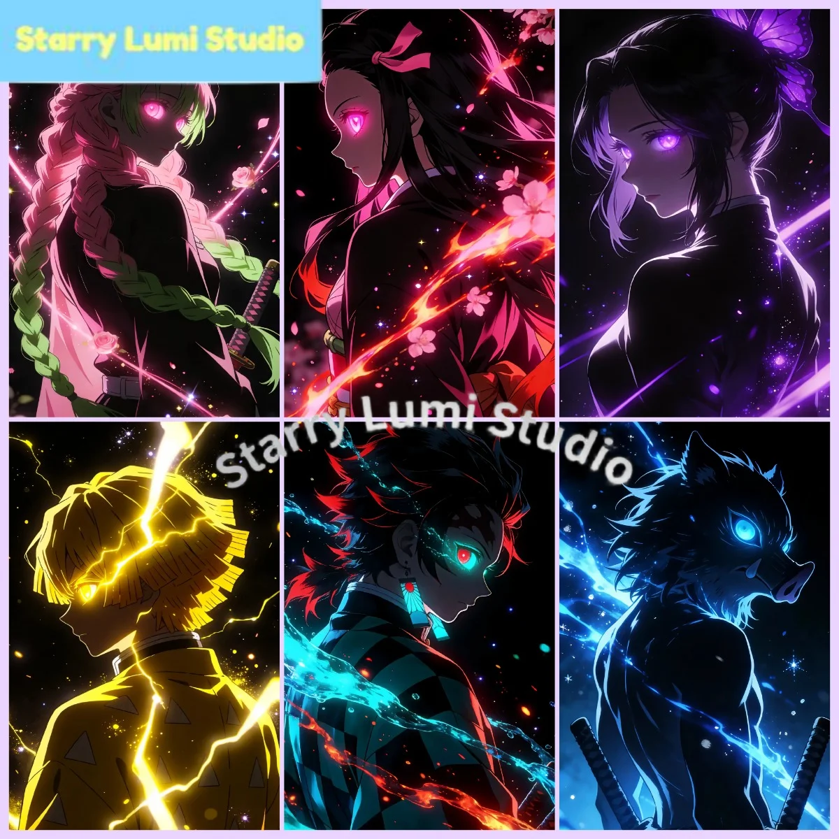 

5D DIY Diamond Painting Demon Slayer Glow-in-the-Dark Anime Diamond Painting Kit,Embroidery Mosaic for Home Decor.