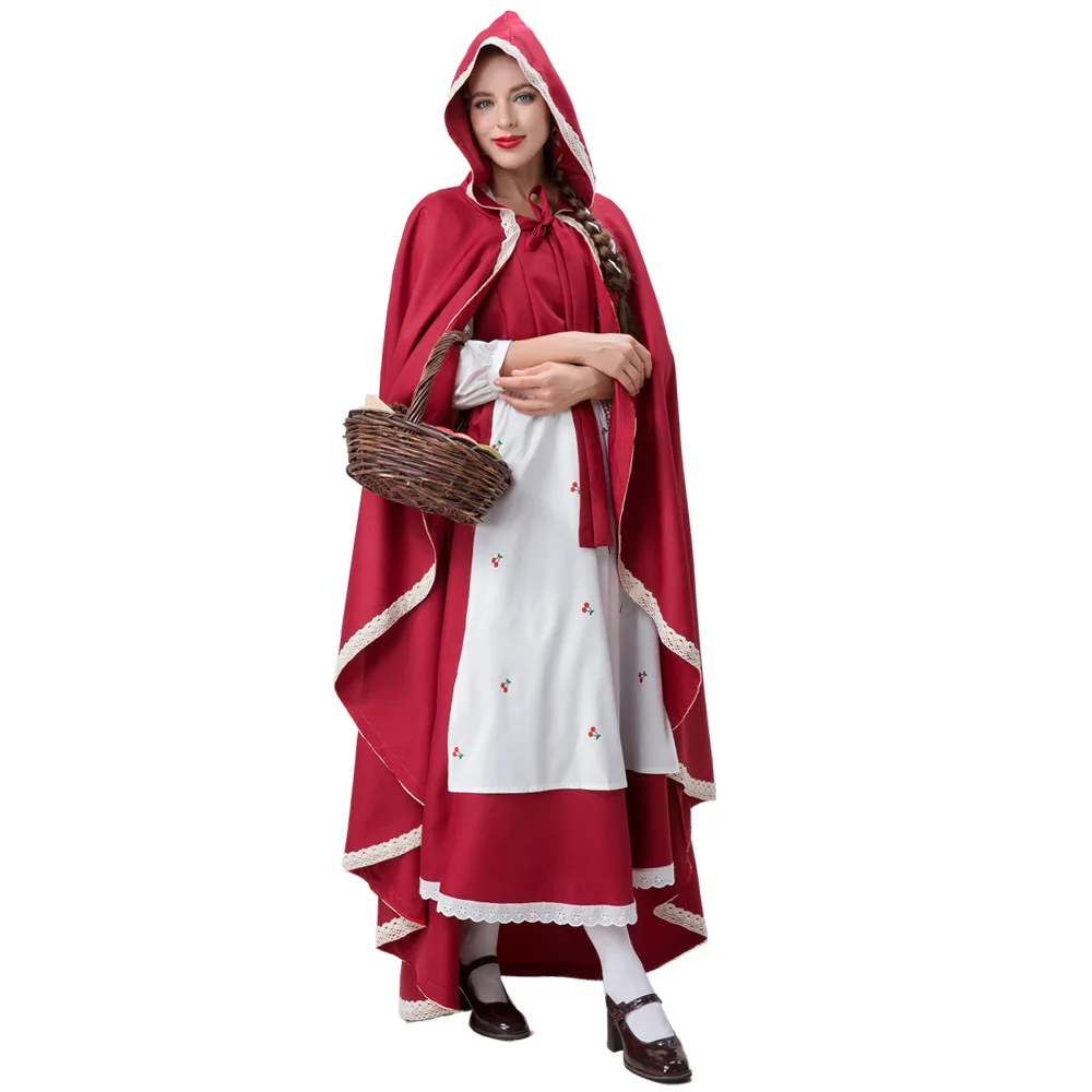 Adulte petit chaperon rouge femme de chambre Costume loween fée T scène Performance Dr Robe tenue Cosplay Costume