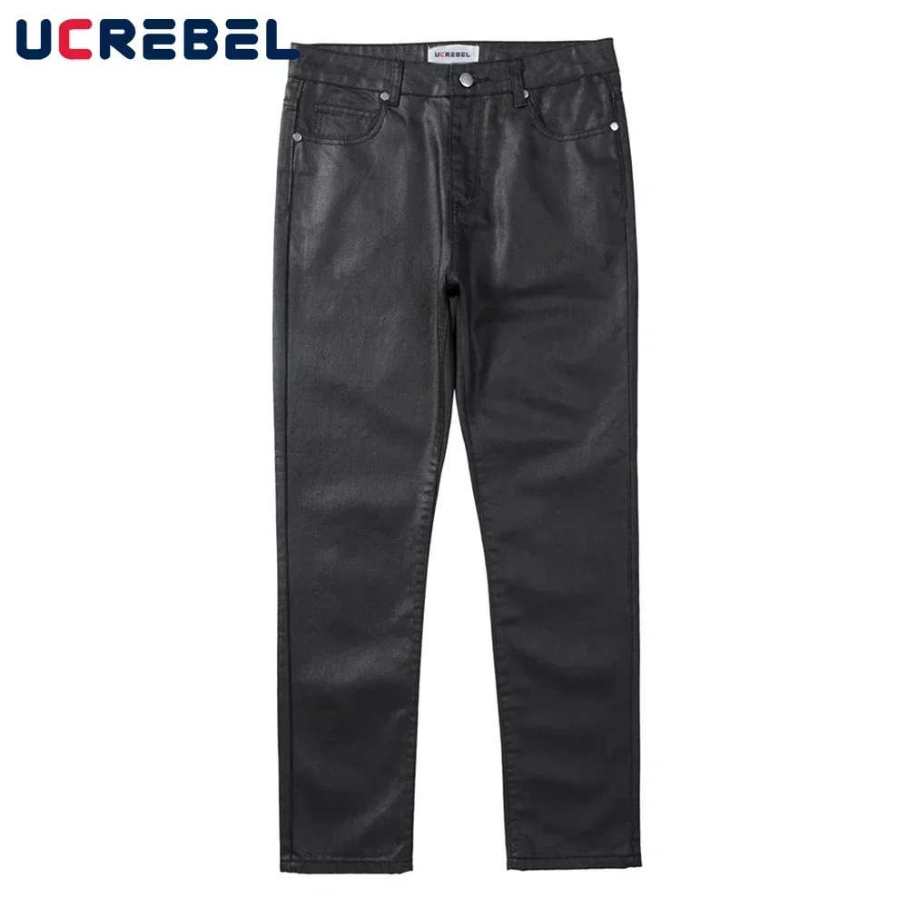 

Solid Color Denim Pants Mens High Street Jeans Streetwear Casual Straight-leg Pants Trousers Men