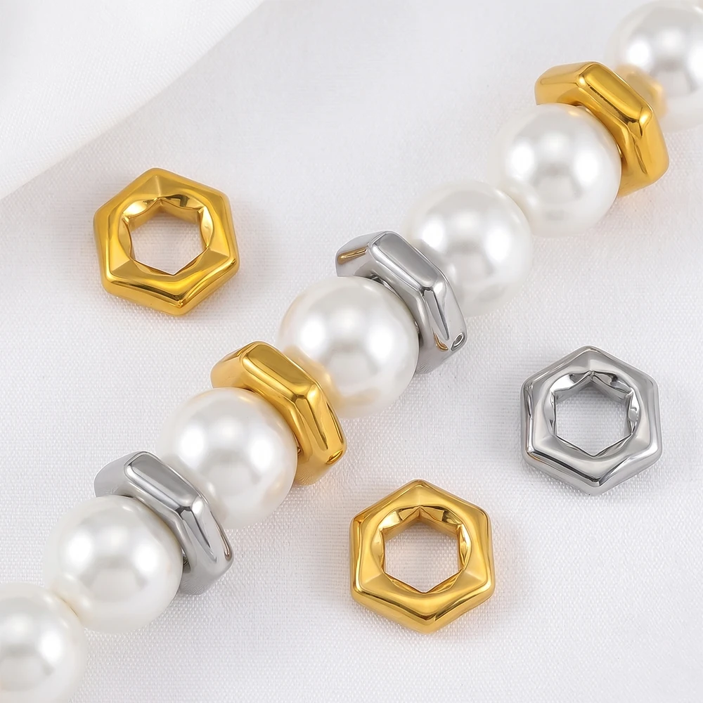 5 Stück Edelstahl-Perlen mit großem Loch, 8 mm Lochdurchmesser, Schmuck-Abstandshalter, Trenner für DIY-Armband-Schmuckherstellungsmaterialien – Detail 3